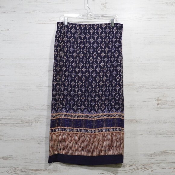 Lee David Collections Blue & Tan Wrap Skirt - Picture 1 of 4